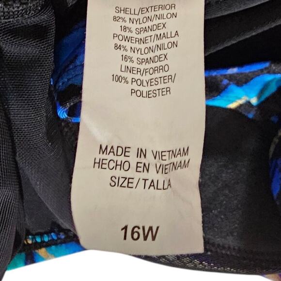 Longitude Long Torso Twist Pull Sash Tank One Piece Blue Size 16W - Picture 5 of 6